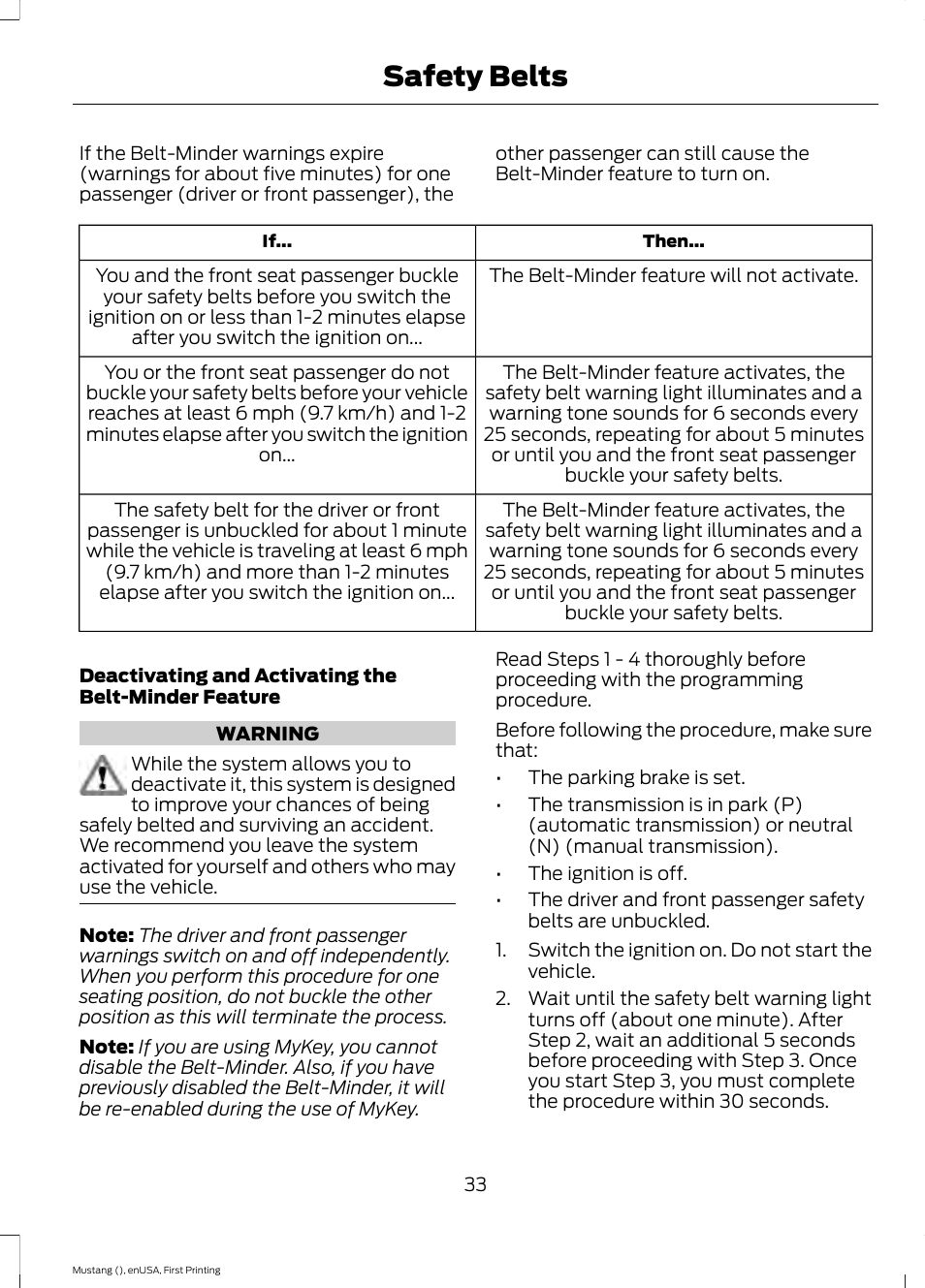 Safety belts | FORD 2015 Mustang User Manual | Page 36 / 441