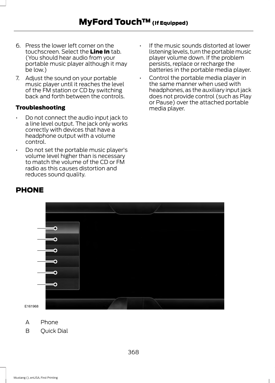 Phone, Myford touch | FORD 2015 Mustang User Manual | Page 371 / 441