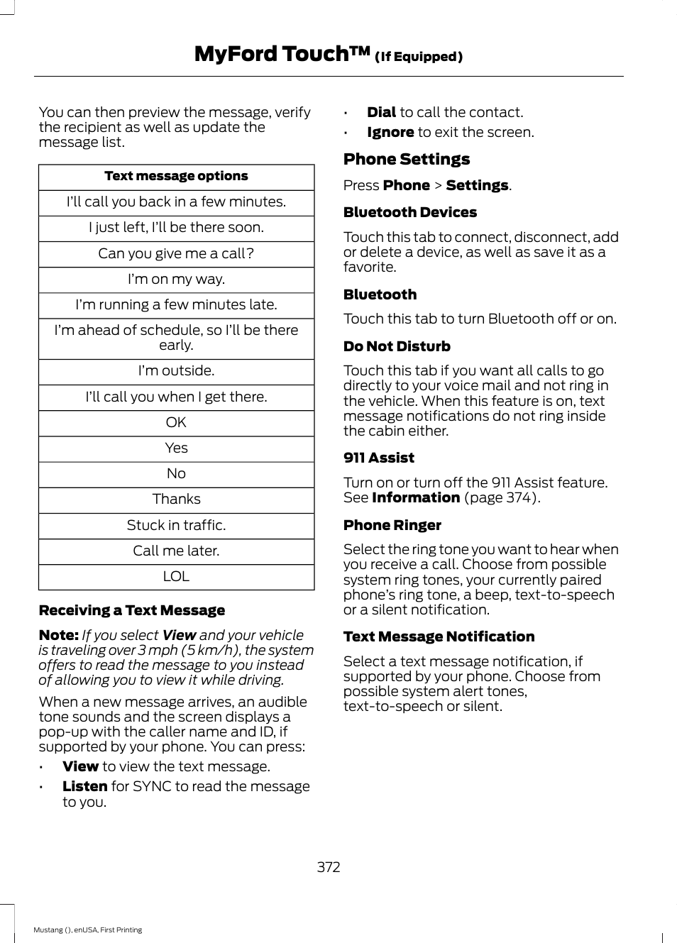 Myford touch | FORD 2015 Mustang User Manual | Page 375 / 441