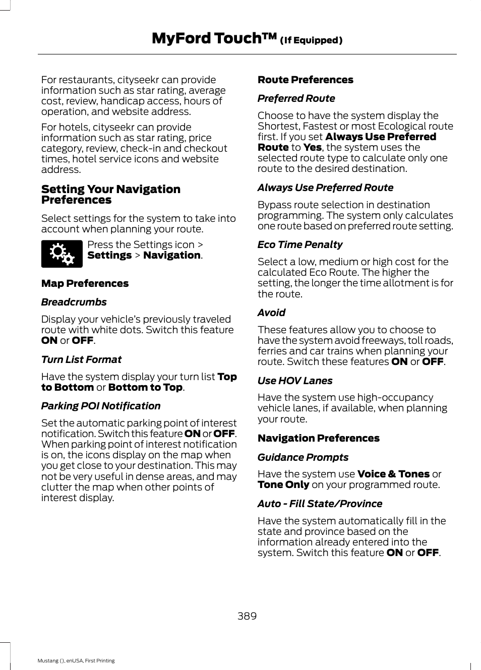 Myford touch | FORD 2015 Mustang User Manual | Page 392 / 441