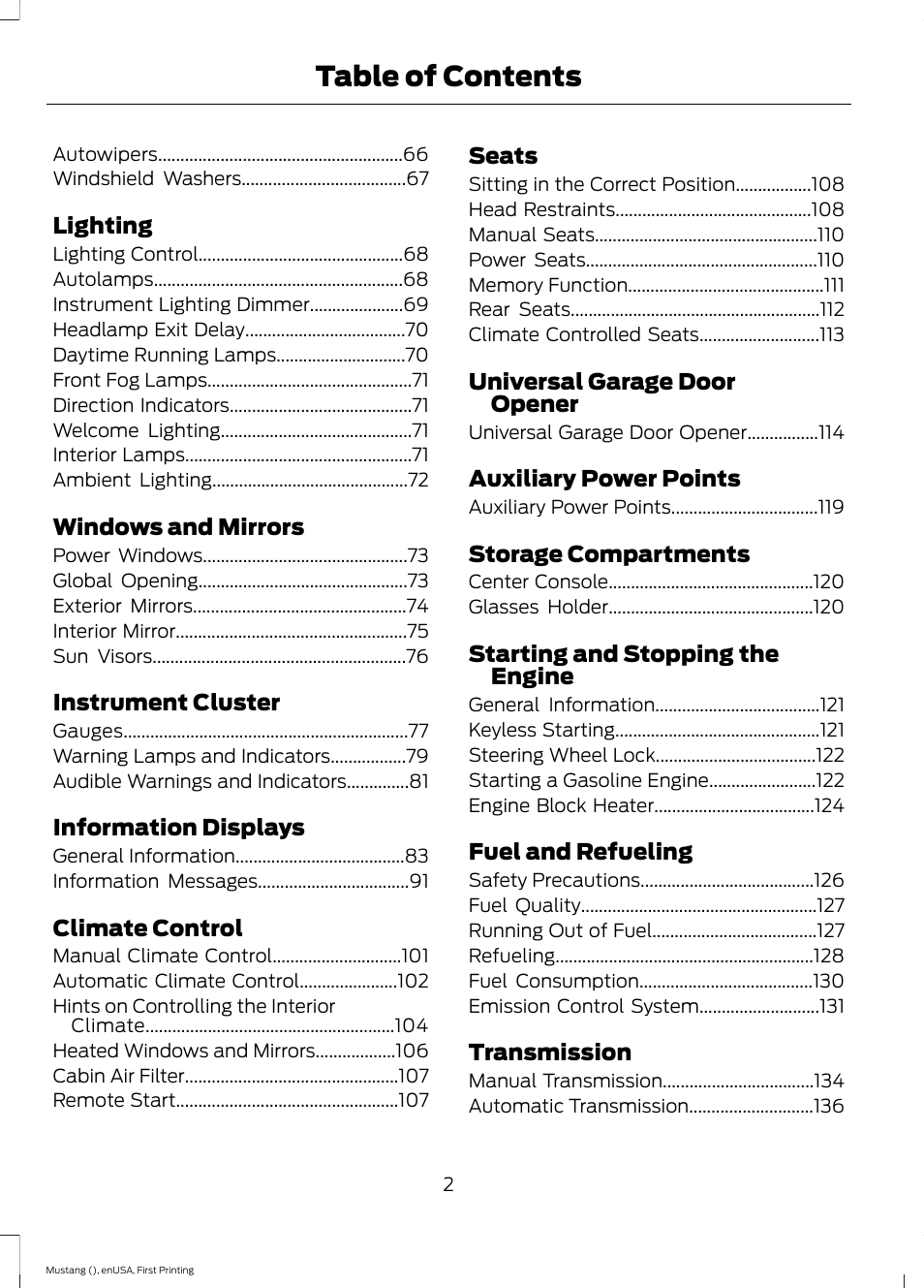 FORD 2015 Mustang User Manual | Page 5 / 441