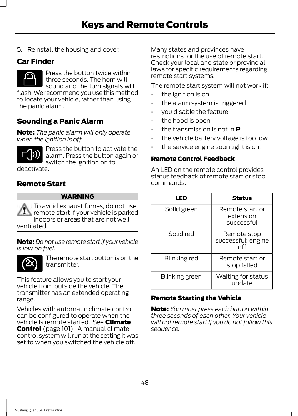 Keys and remote controls | FORD 2015 Mustang User Manual | Page 51 / 441