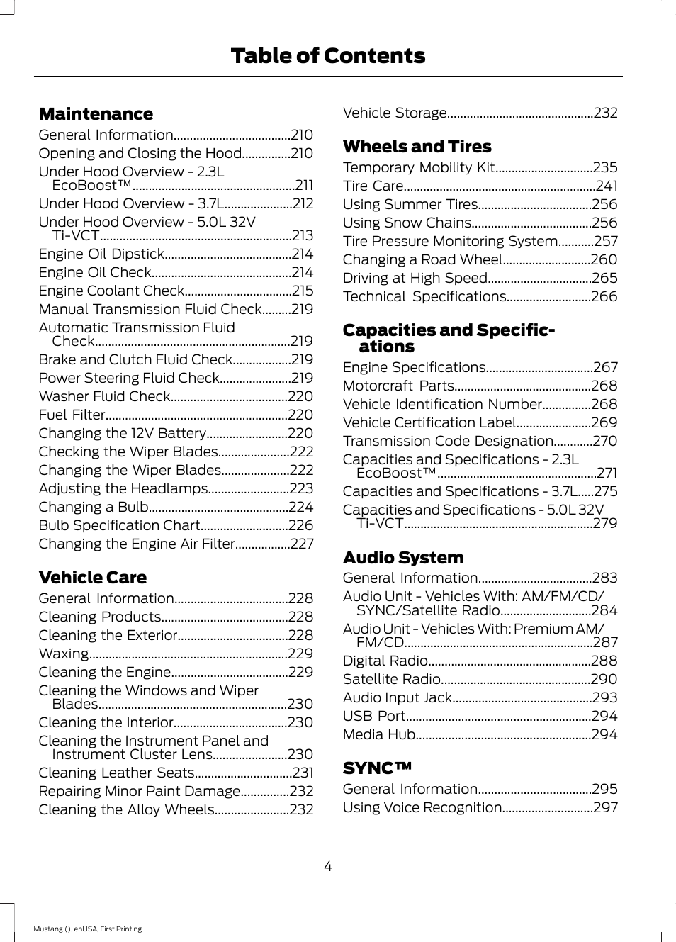 FORD 2015 Mustang User Manual | Page 7 / 441