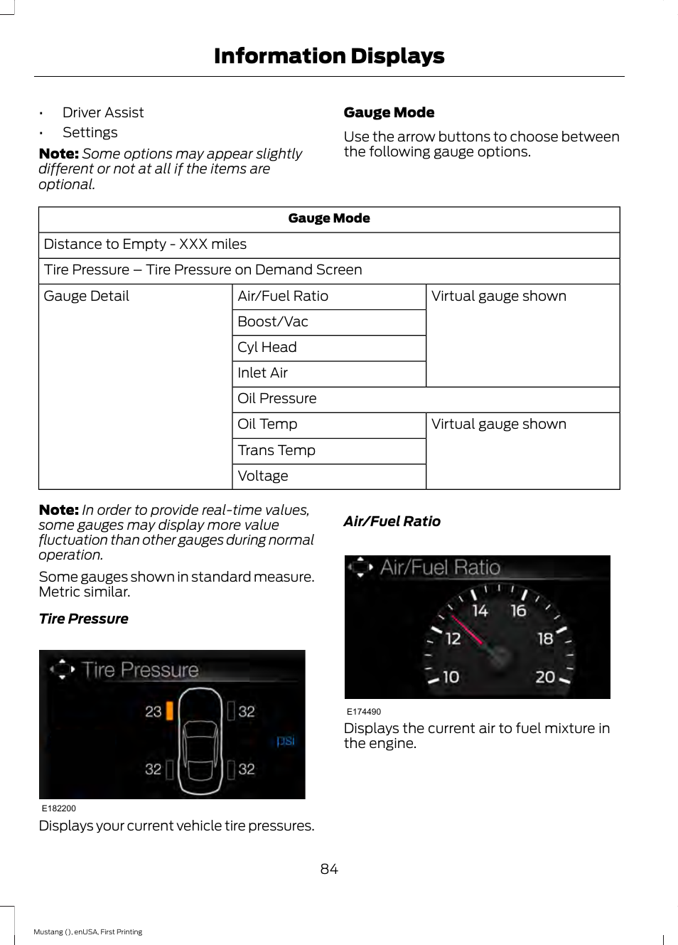 Information displays | FORD 2015 Mustang User Manual | Page 87 / 441