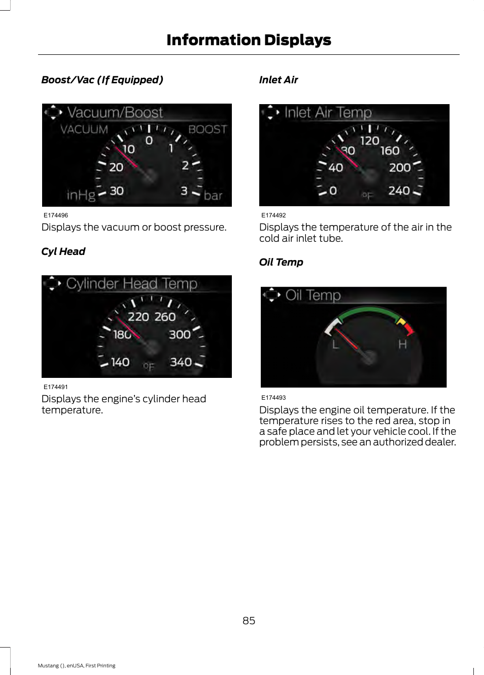 Information displays | FORD 2015 Mustang User Manual | Page 88 / 441