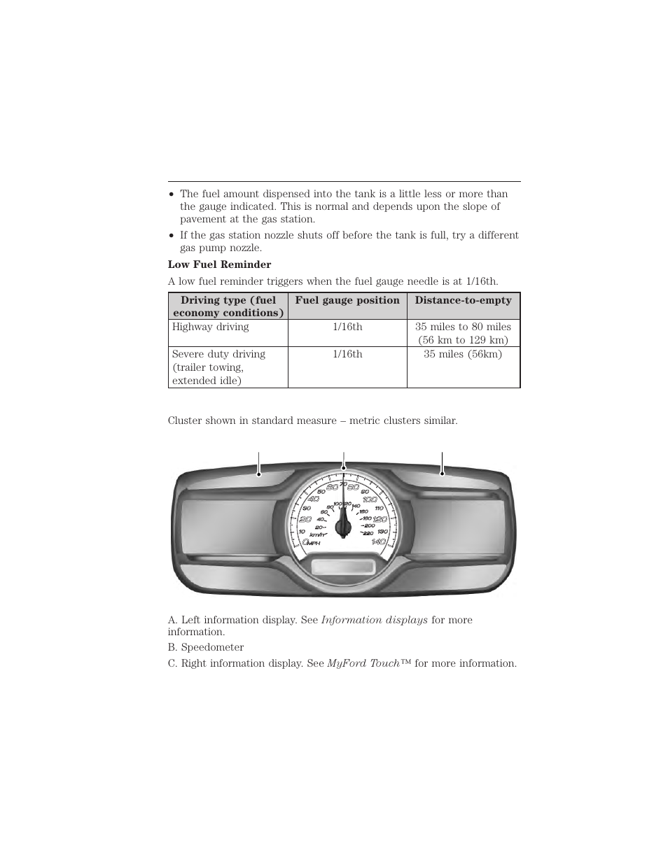 Type 2, 104 instrument cluster | FORD 2015 Taurus User Manual | Page 105 / 558