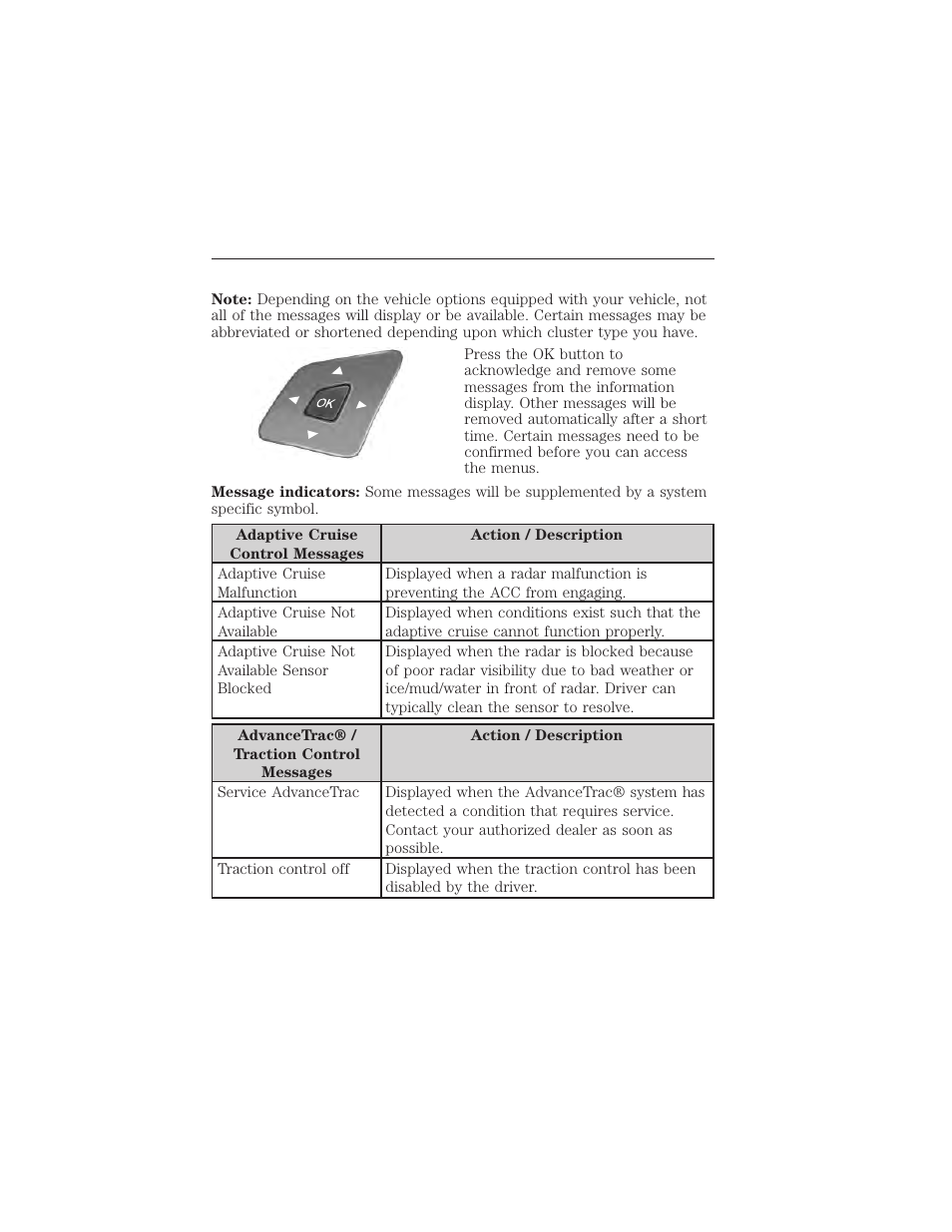 Information messages, Information displays 121 | FORD 2015 Taurus User Manual | Page 122 / 558