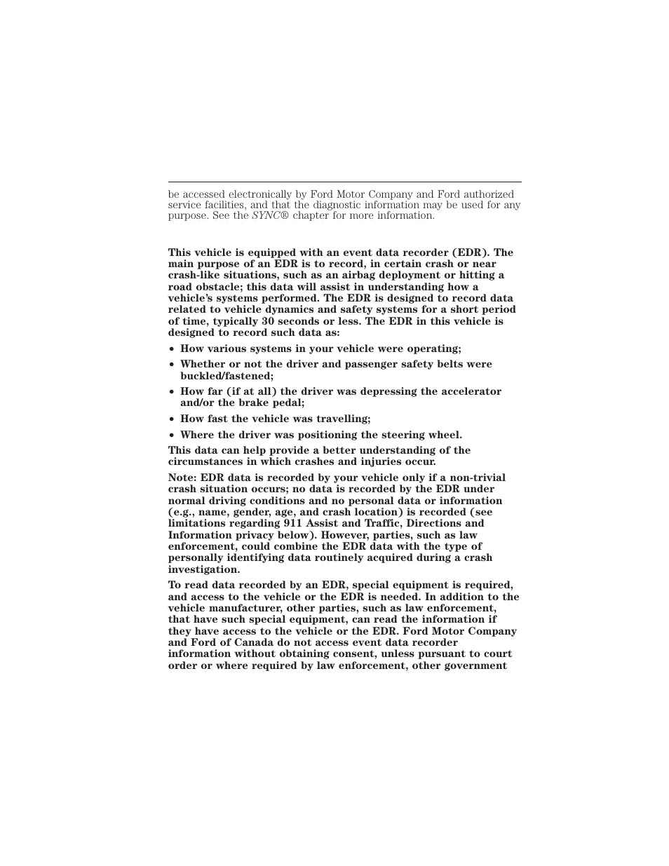 Event data recording, 12 introduction | FORD 2015 Taurus User Manual | Page 13 / 558