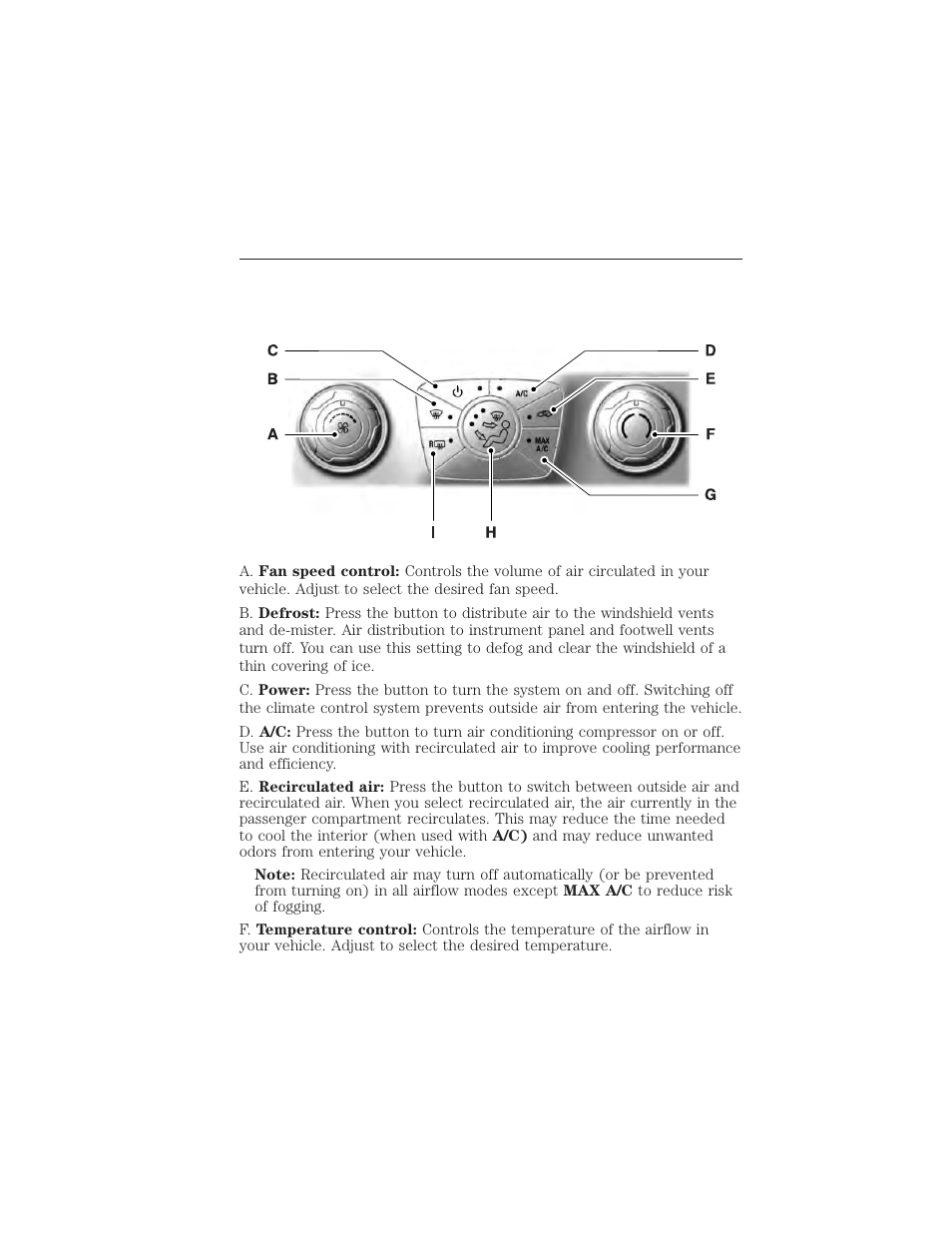 Climate control, Manual climate control, Manual heating and air conditioning | 130 climate control | FORD 2015 Taurus User Manual | Page 131 / 558