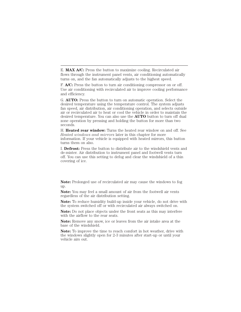 General operating tips, General hints, 136 climate control | FORD 2015 Taurus User Manual | Page 137 / 558
