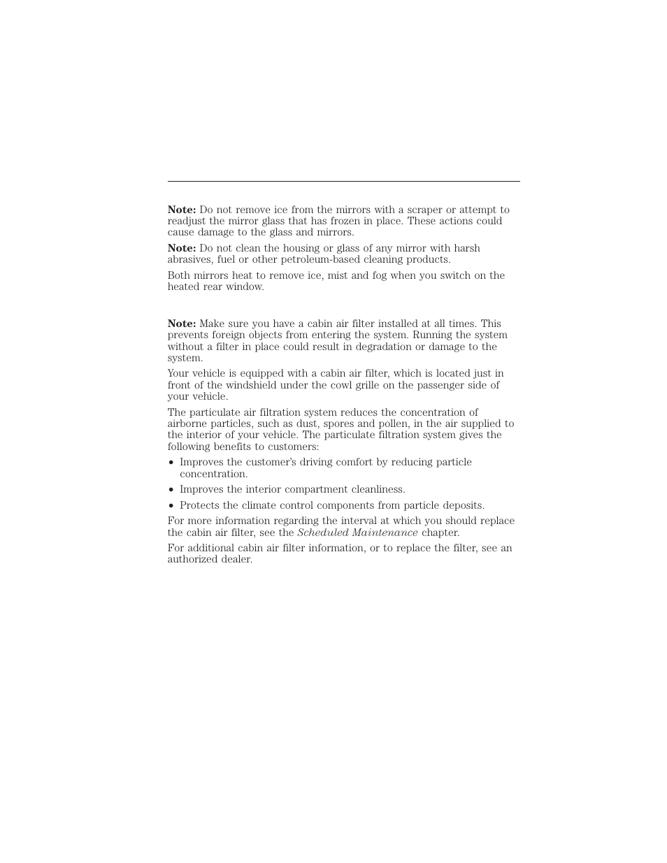 Heated exterior mirrors (if equipped), Cabin air filter, 140 climate control | FORD 2015 Taurus User Manual | Page 141 / 558