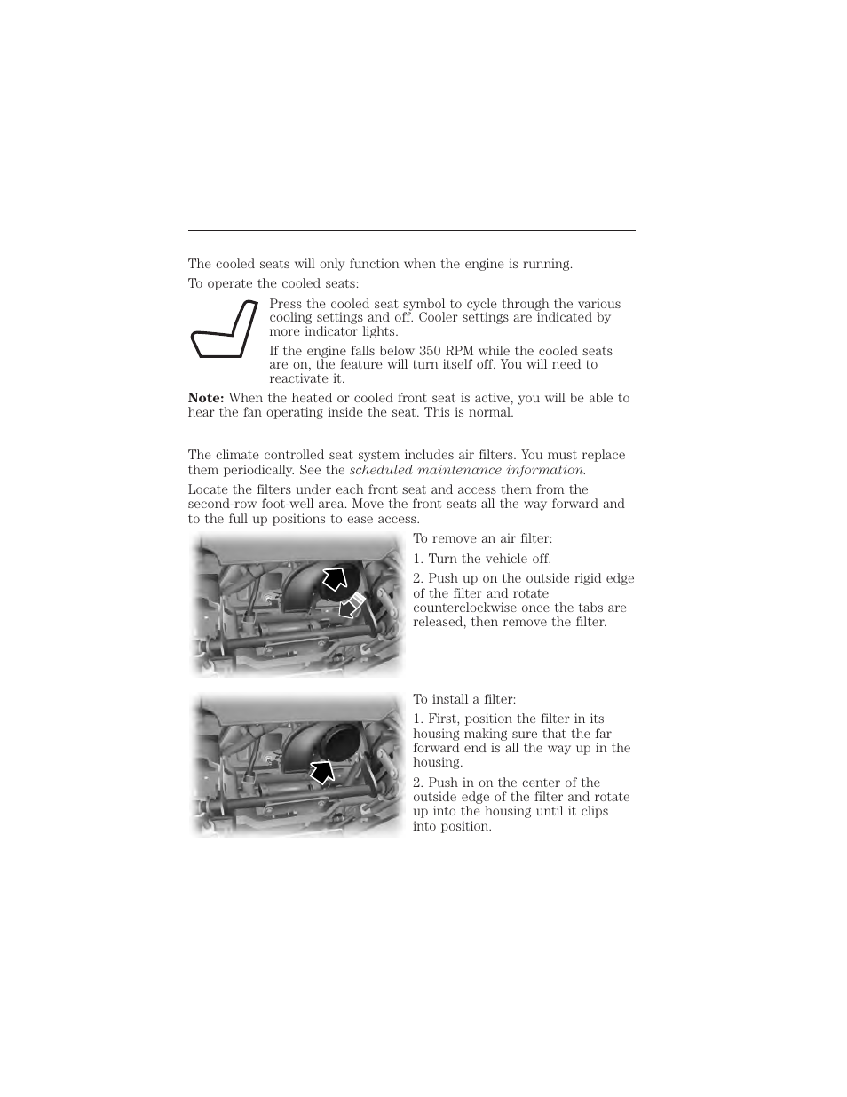 Cooled seats, Seats 153 | FORD 2015 Taurus User Manual | Page 154 / 558