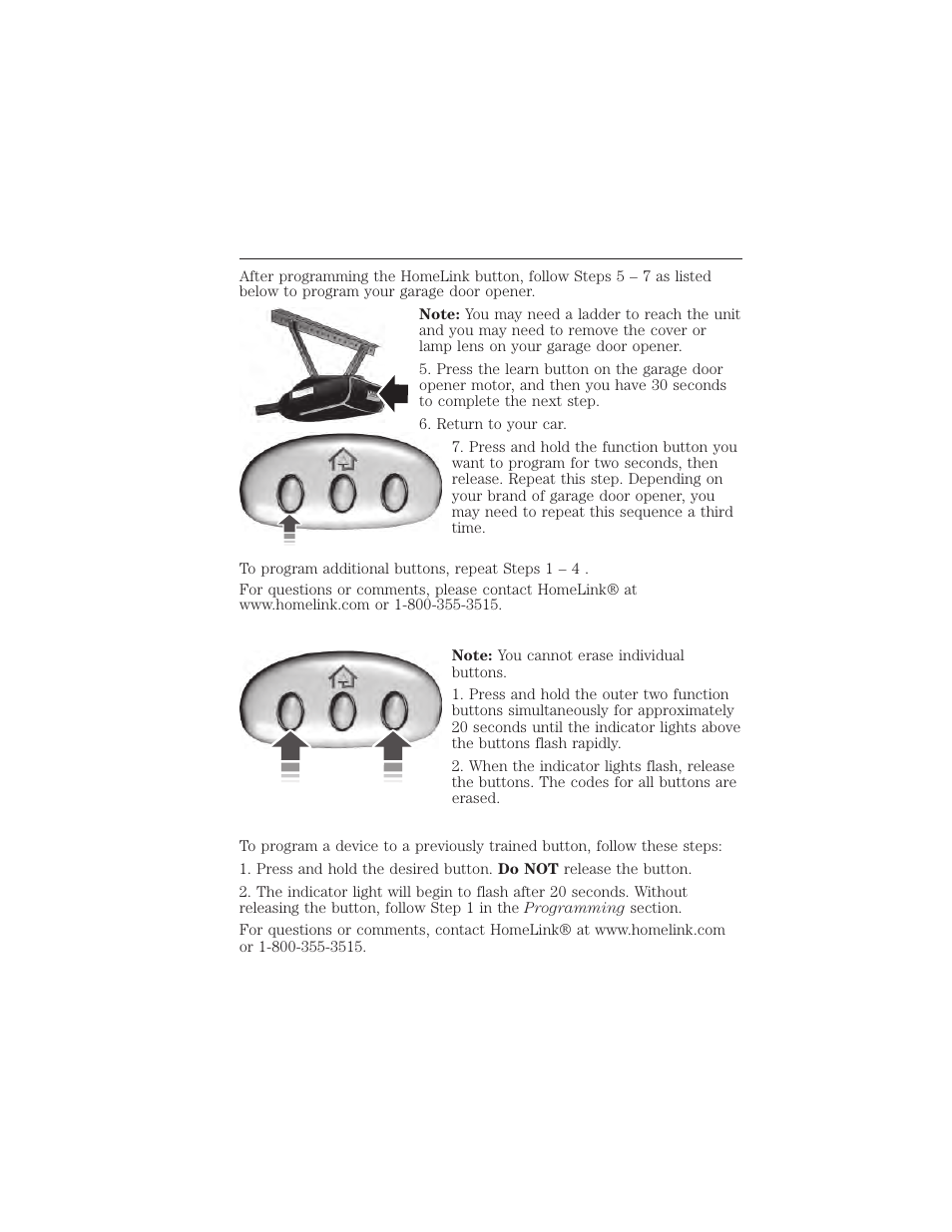 Erasing the function button codes, Reprogramming a single button, 158 universal garage door opener (if equipped) | FORD 2015 Taurus User Manual | Page 159 / 558