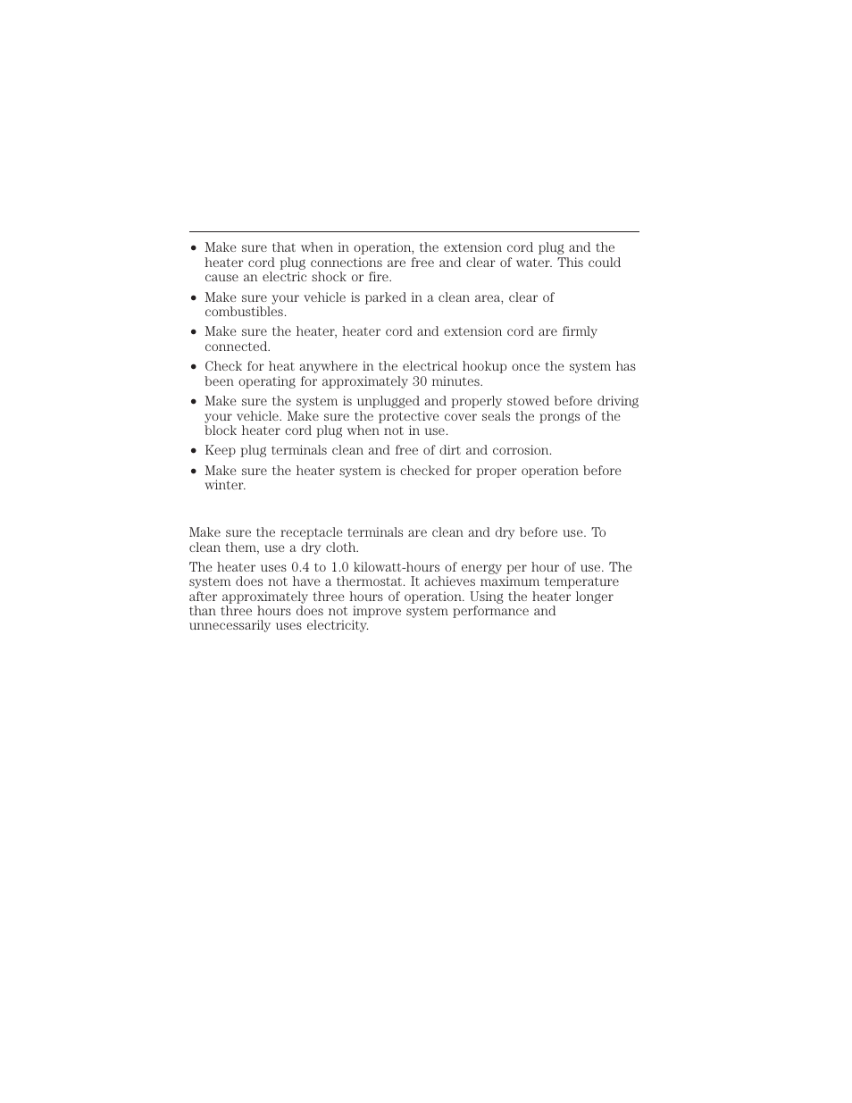 Using the engine block heater, Starting and stopping the engine 171 | FORD 2015 Taurus User Manual | Page 172 / 558