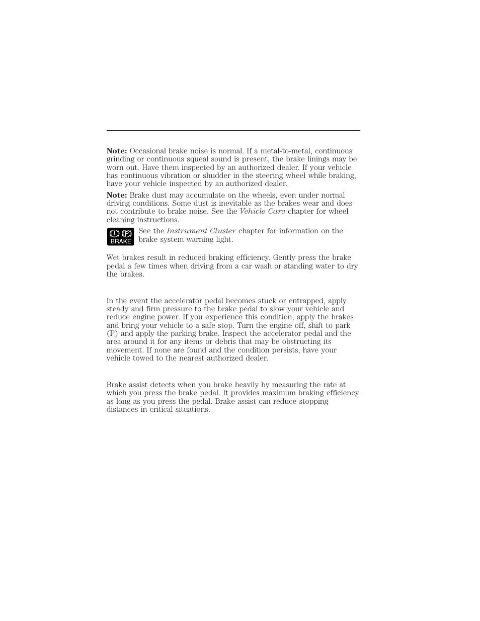 Brakes, General information, Brake over accelerator | Brake assist, Brakes 195 | FORD 2015 Taurus User Manual | Page 196 / 558