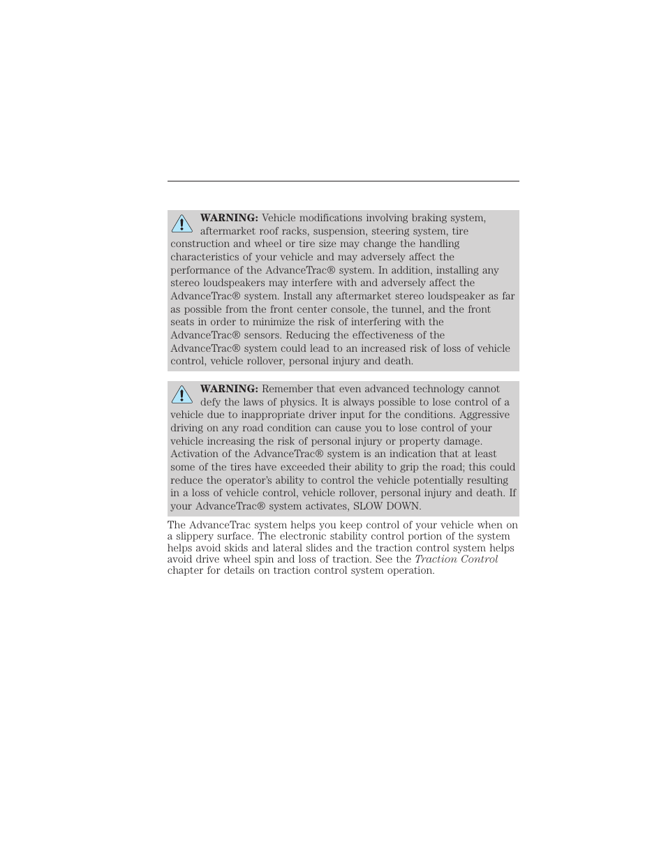 Stability control, Principles of operation, Advancetrac | 198 stability control | FORD 2015 Taurus User Manual | Page 199 / 558