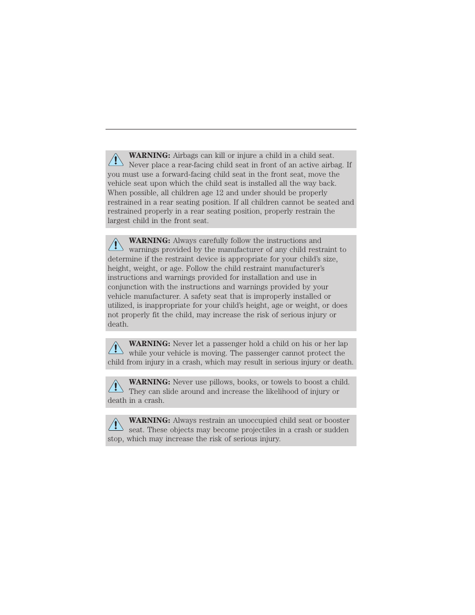 Child seat positioning, Child safety 19 | FORD 2015 Taurus User Manual | Page 20 / 558