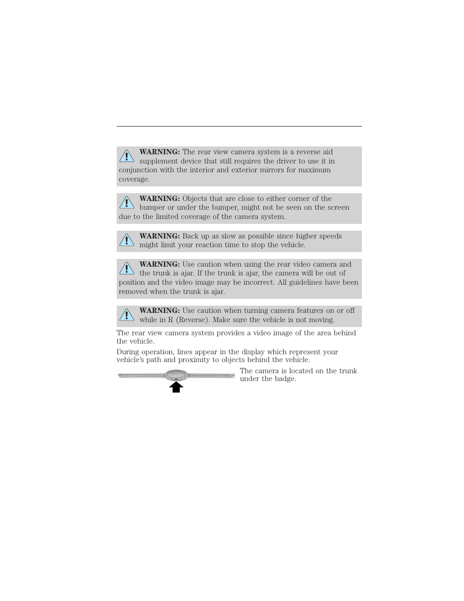 Rear view camera system, Rear-view camera system, 208 parking aids | FORD 2015 Taurus User Manual | Page 209 / 558