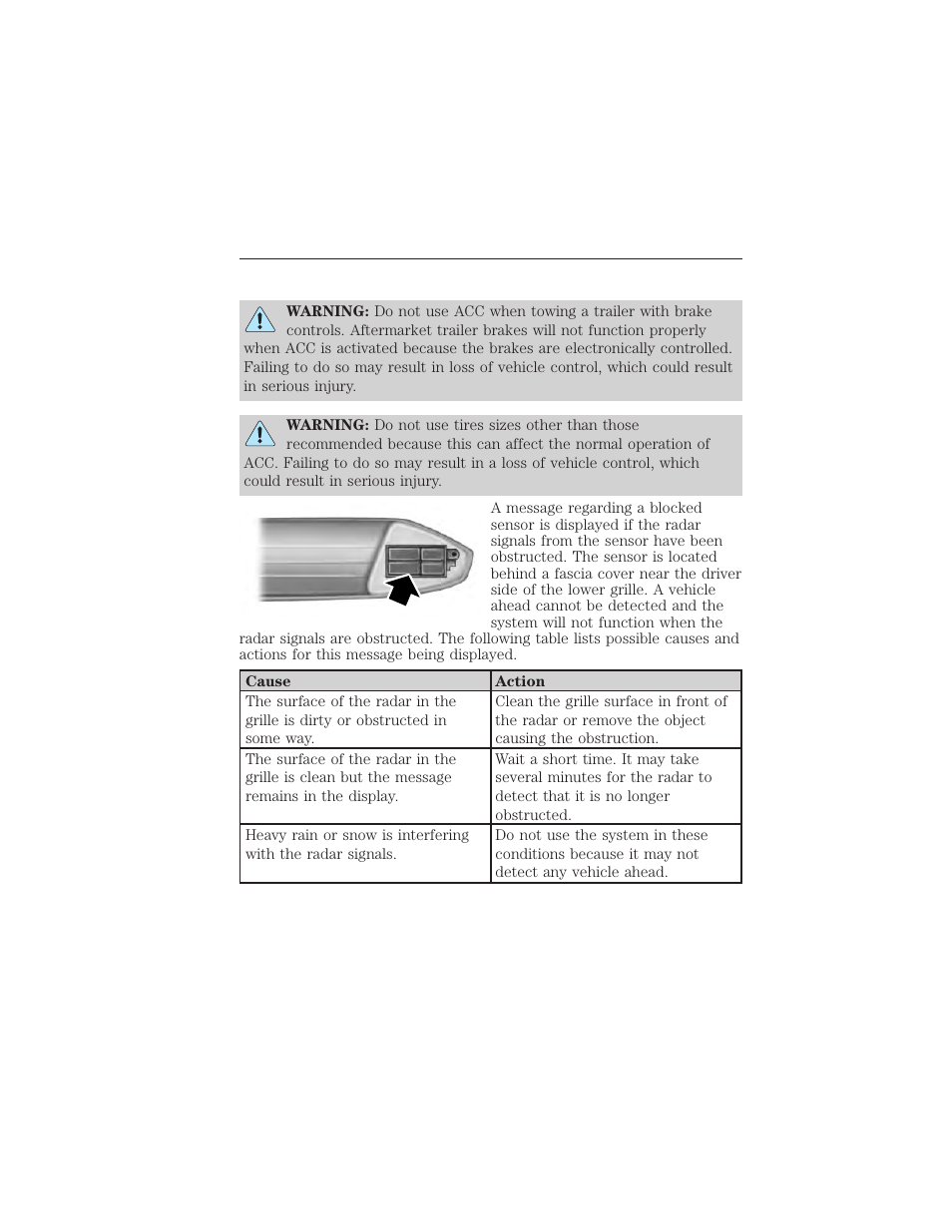 Blocked sensor, 220 cruise control | FORD 2015 Taurus User Manual | Page 221 / 558
