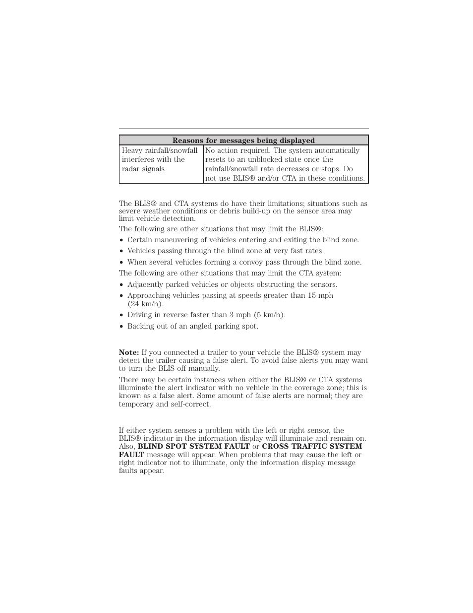 System limitations, False alerts, System errors | 232 driving aids | FORD 2015 Taurus User Manual | Page 233 / 558