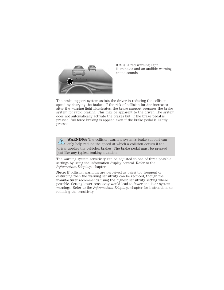 Using the collision warning system, 234 driving aids | FORD 2015 Taurus User Manual | Page 235 / 558