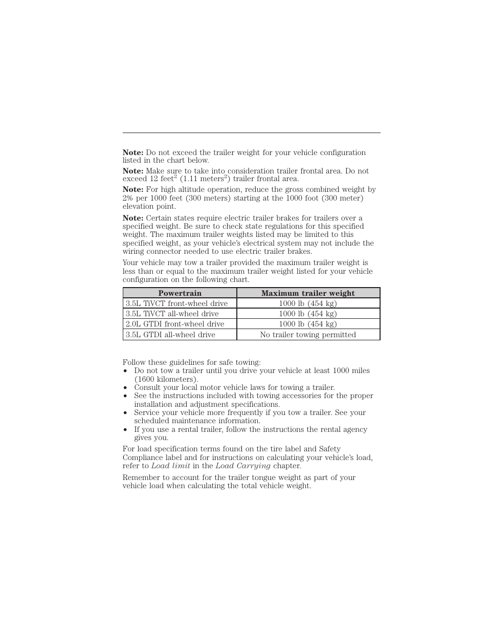 Recommended towing weights, Essential towing checks, 248 towing | FORD 2015 Taurus User Manual | Page 249 / 558