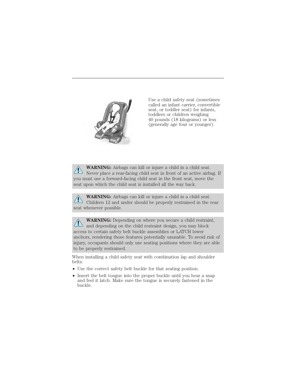 Installing child seats, Child seats, Using lap and shoulder belts | 24 child safety | FORD 2015 Taurus User Manual | Page 25 / 558