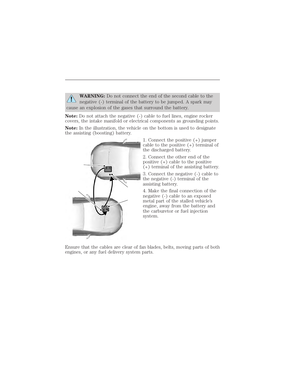 Connecting the jumper cables, Roadside emergencies 261 | FORD 2015 Taurus User Manual | Page 262 / 558