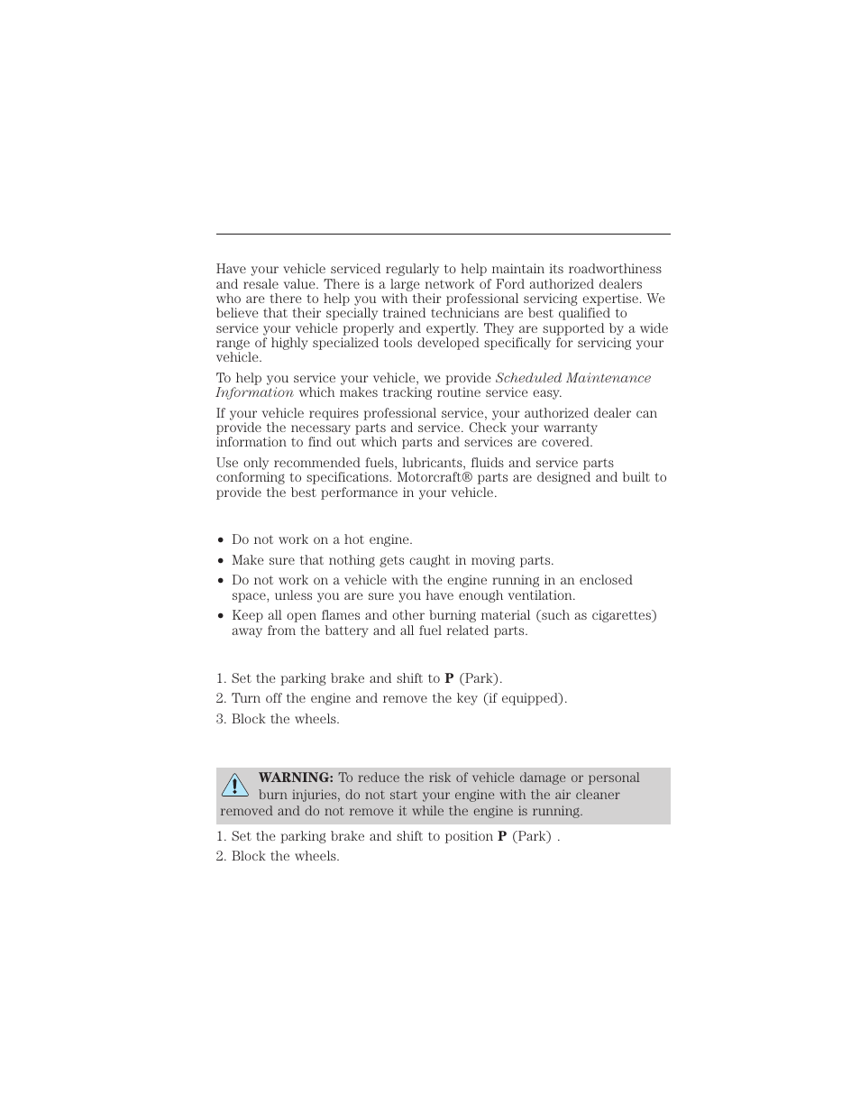 Maintenance, General information, Precautions | Working with the engine off, Working with the engine on, 280 maintenance | FORD 2015 Taurus User Manual | Page 281 / 558