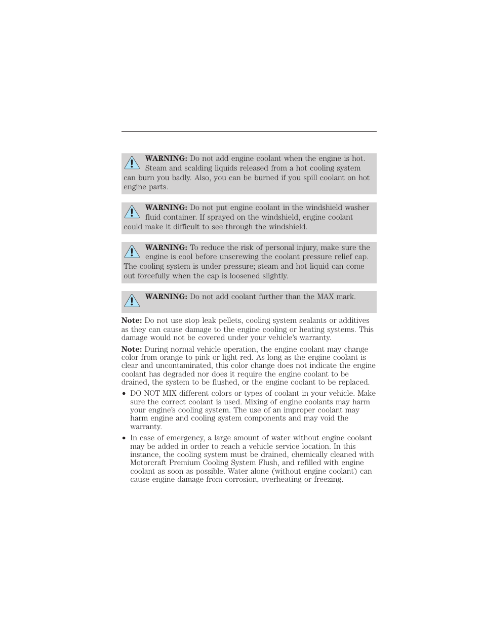 Adding engine coolant, 288 maintenance | FORD 2015 Taurus User Manual | Page 289 / 558