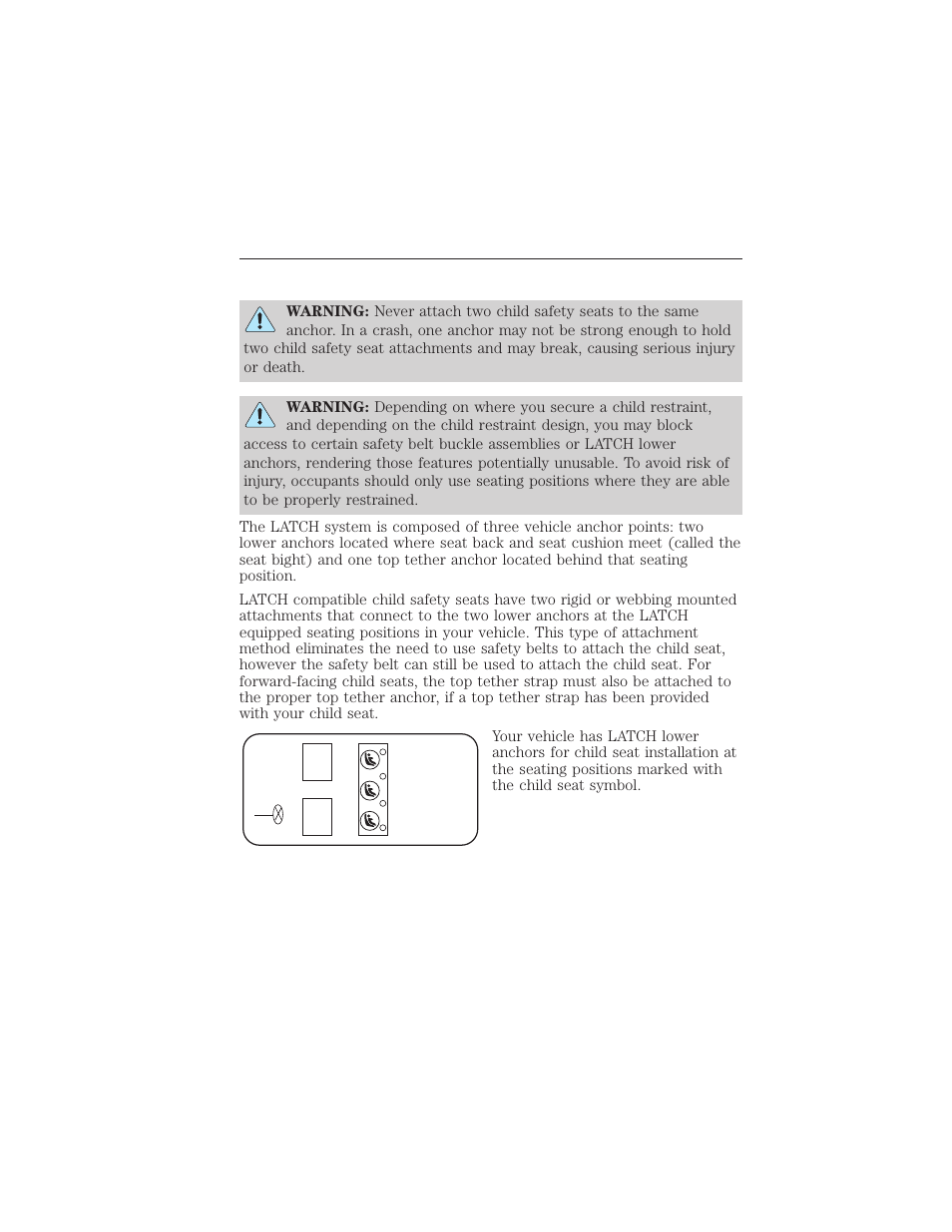 28 child safety | FORD 2015 Taurus User Manual | Page 29 / 558