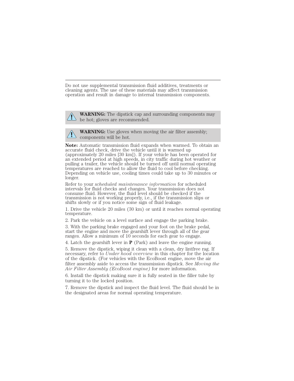 6f50/6f55 transmission, Maintenance 293 | FORD 2015 Taurus User Manual | Page 294 / 558