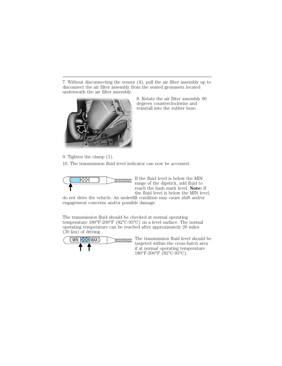 Low fluid level, Correct fluid level, Maintenance 295 | FORD 2015 Taurus User Manual | Page 296 / 558