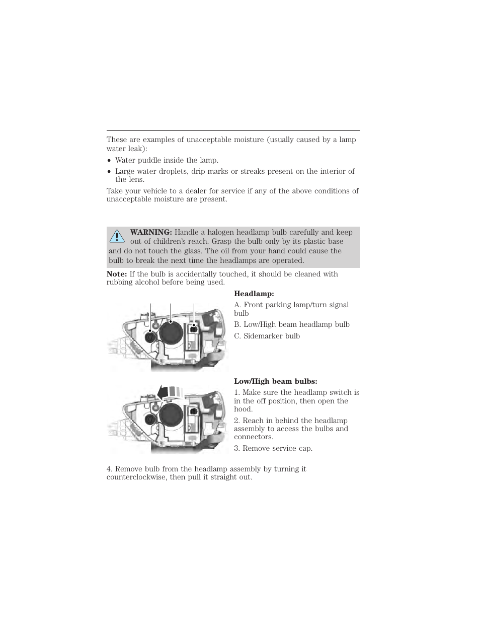 Replacing headlamp bulbs, Maintenance 305 | FORD 2015 Taurus User Manual | Page 306 / 558