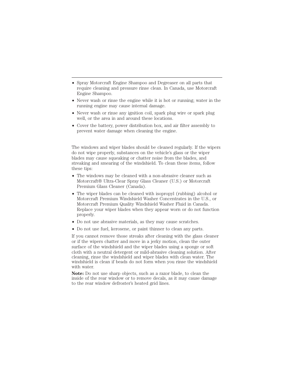 Cleaning the windows and wiper blades, 312 vehicle care | FORD 2015 Taurus User Manual | Page 313 / 558