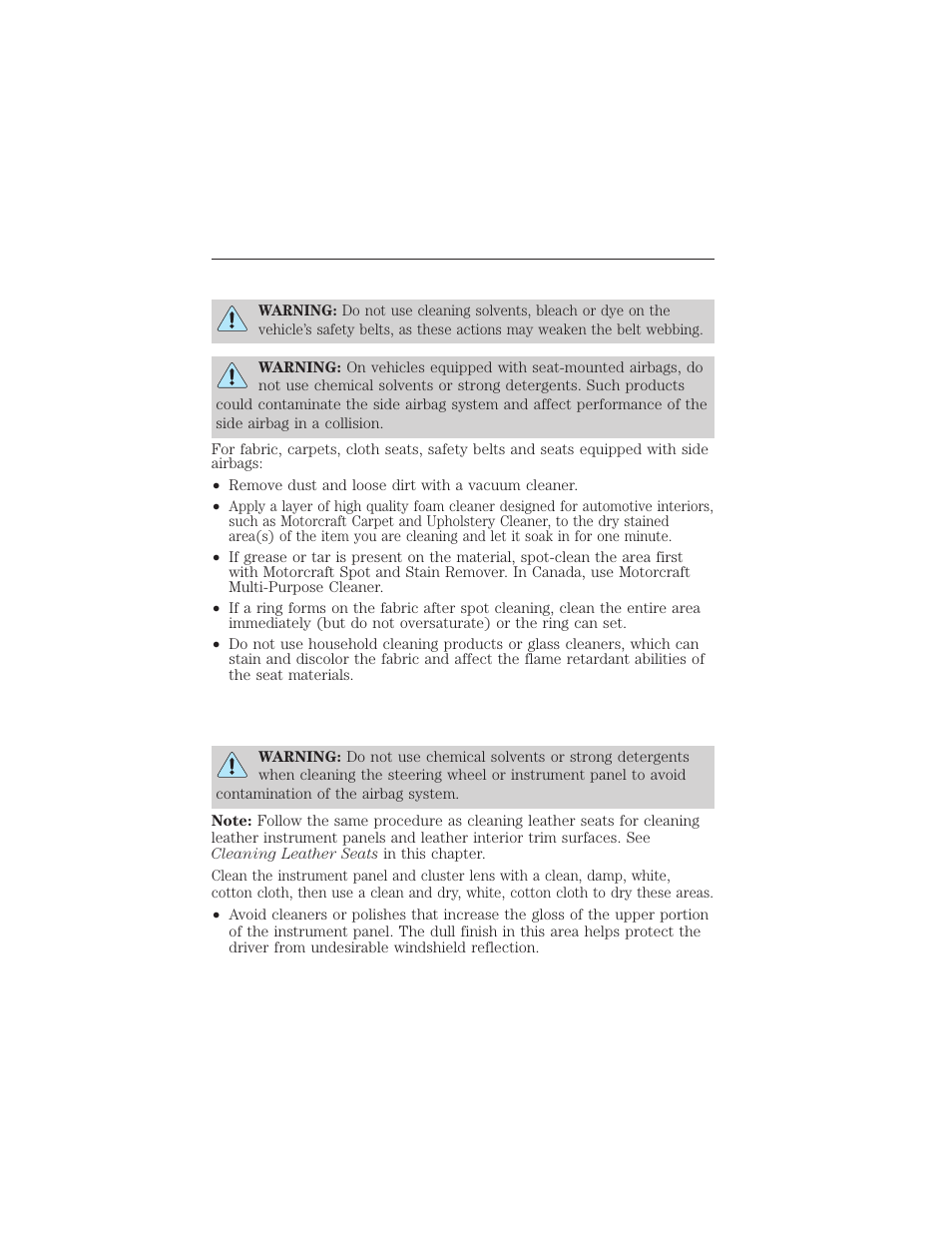 Cleaning the interior, Vehicle care 313 | FORD 2015 Taurus User Manual | Page 314 / 558