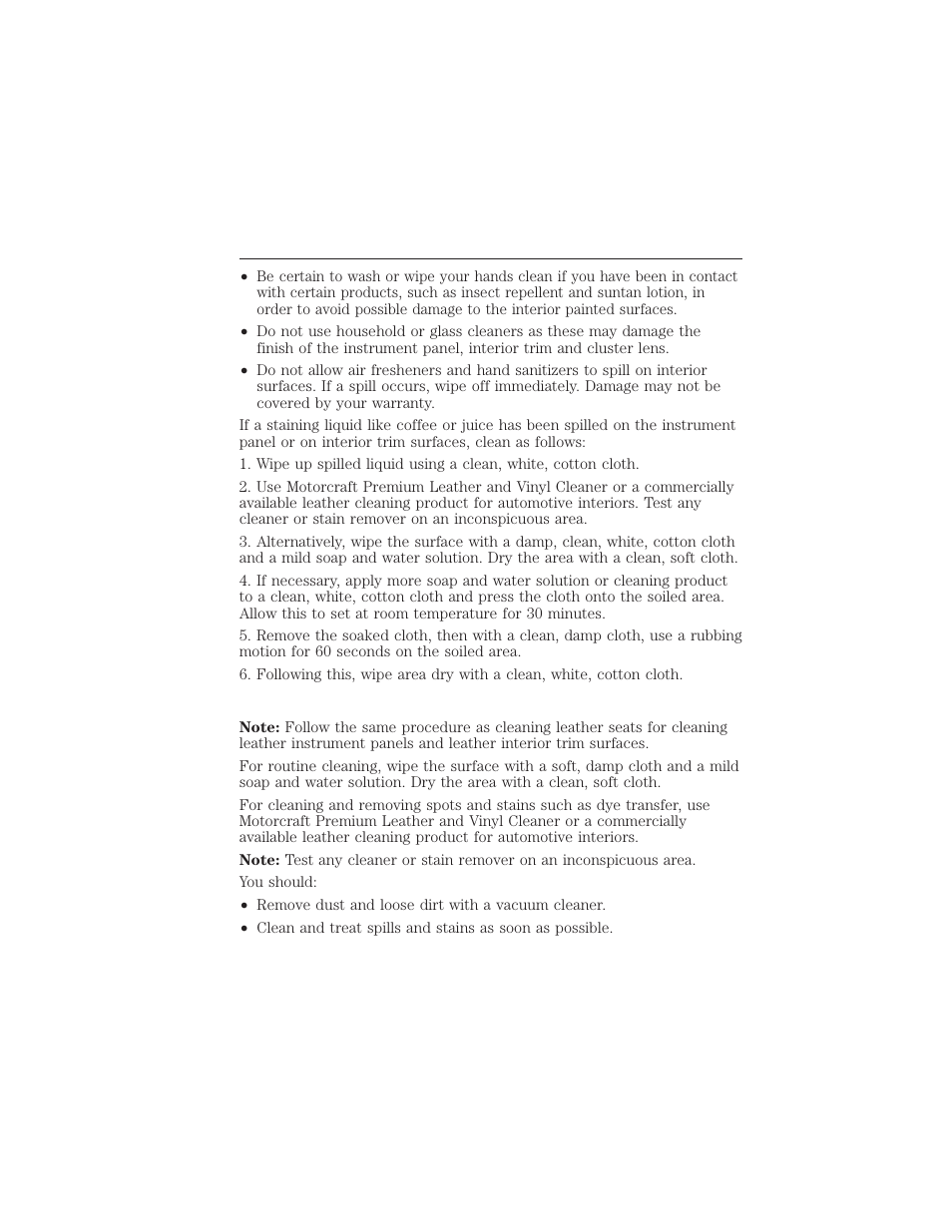 Cleaning leather seats (if equipped), Cleaning leather seats, 314 vehicle care | FORD 2015 Taurus User Manual | Page 315 / 558