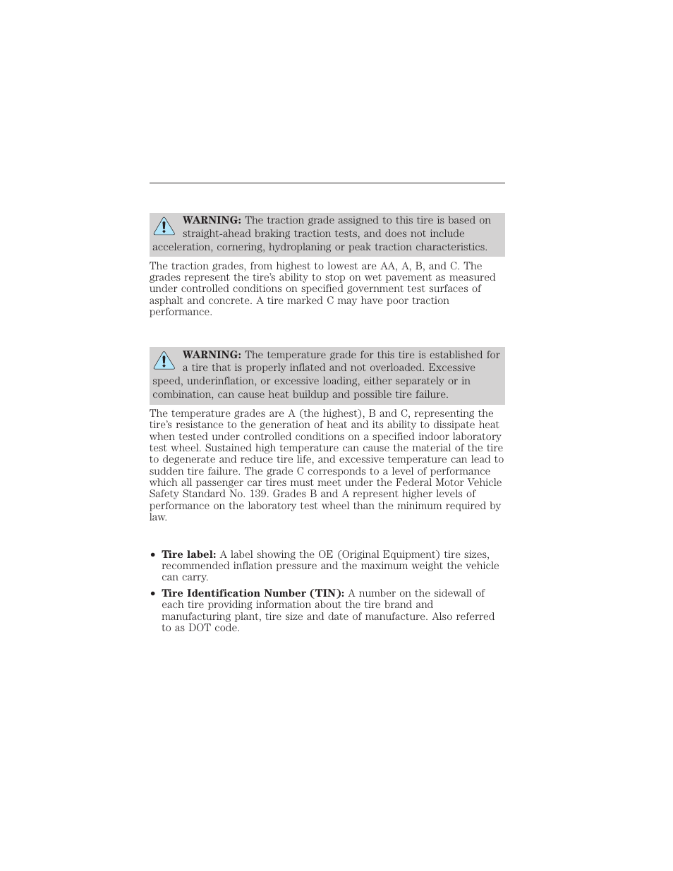 Traction aa a b c, Temperature a b c, Glossary of tire terminology | Wheels and tires 319 | FORD 2015 Taurus User Manual | Page 320 / 558