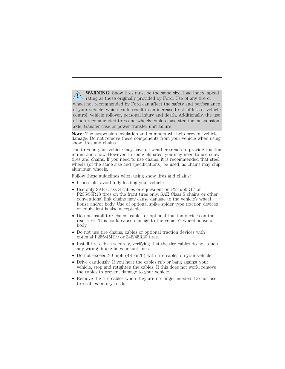 Using snow chains, 334 wheels and tires | FORD 2015 Taurus User Manual | Page 335 / 558