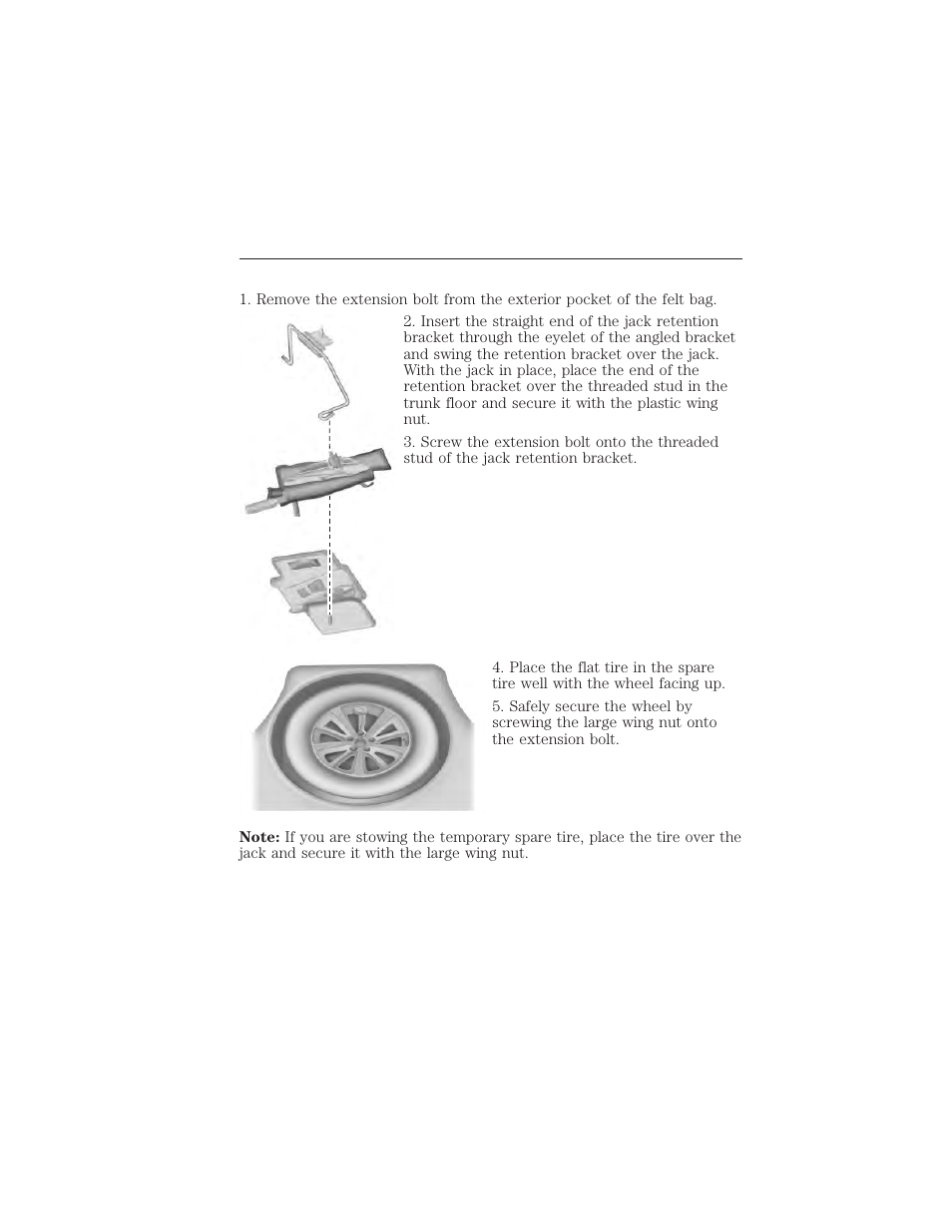 Stowing the flat tire, 344 wheels and tires | FORD 2015 Taurus User Manual | Page 345 / 558