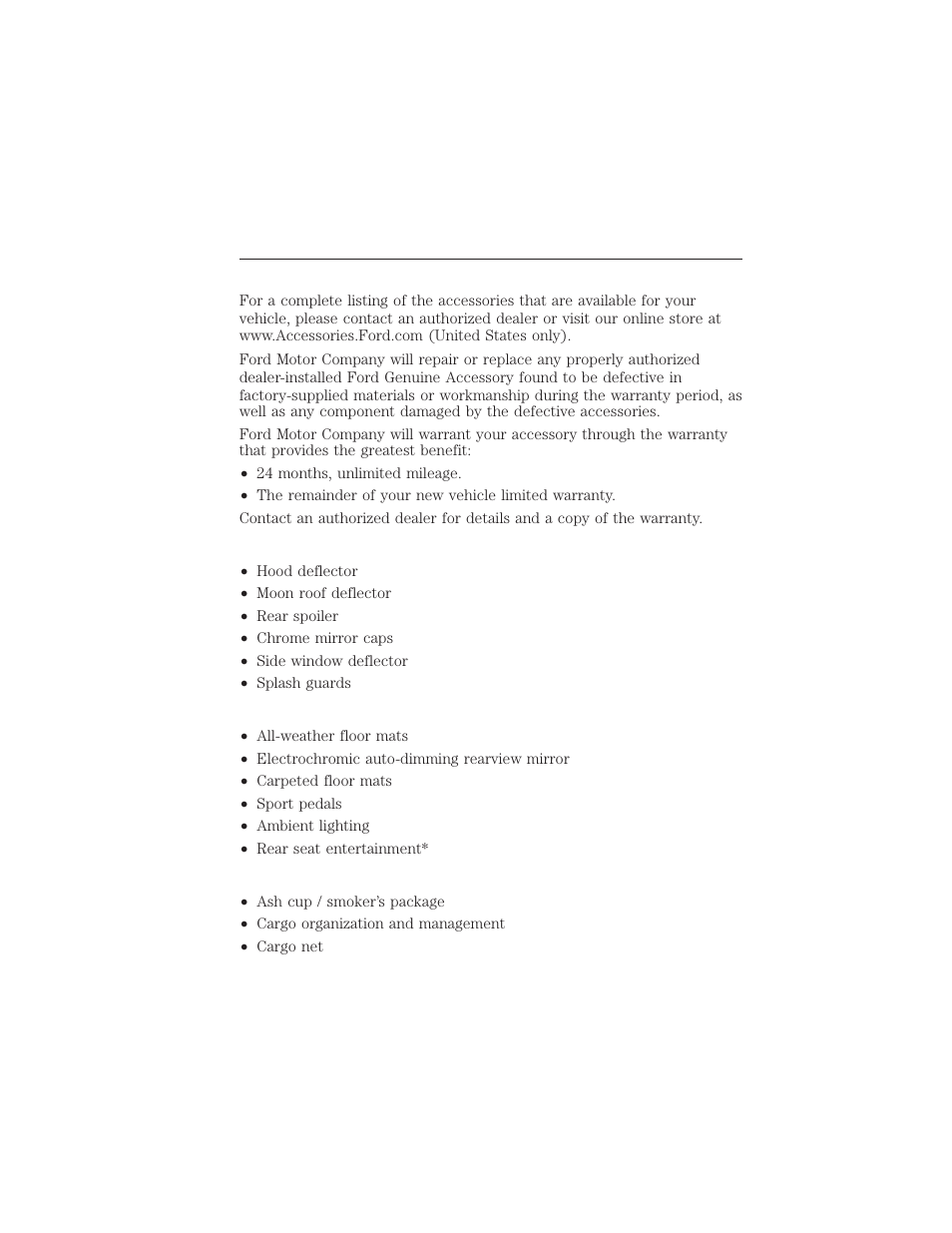 Accessories, Exterior style, Interior style | Lifestyle, 366 accessories | FORD 2015 Taurus User Manual | Page 367 / 558