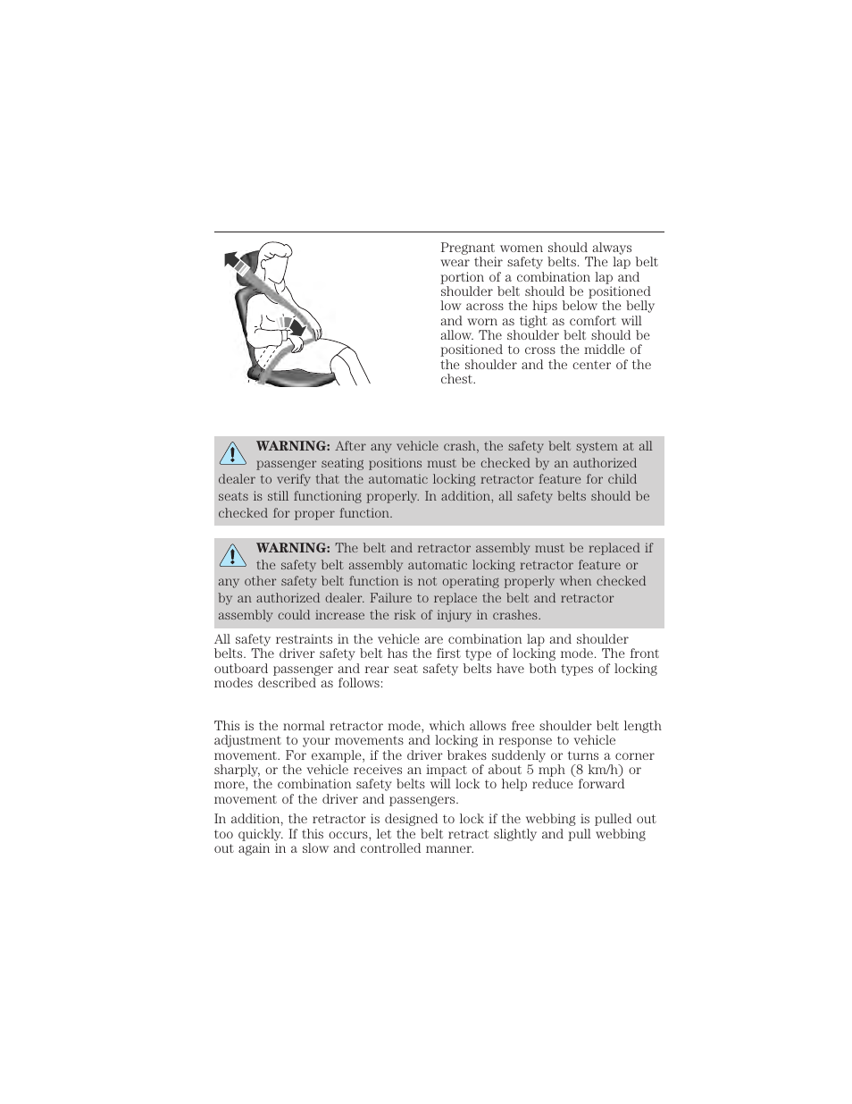 Safety belt locking modes, Vehicle sensitive mode, 36 safety belts | FORD 2015 Taurus User Manual | Page 37 / 558