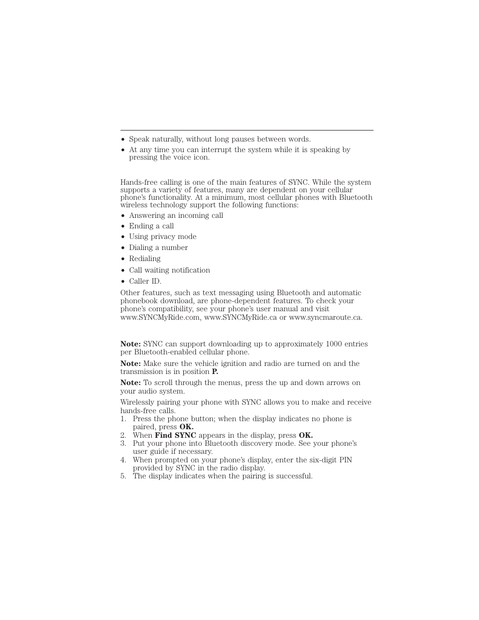 Using sync with your phone, Pairing a phone for the first time, Pairing your phone for the first time | 394 sync | FORD 2015 Taurus User Manual | Page 395 / 558