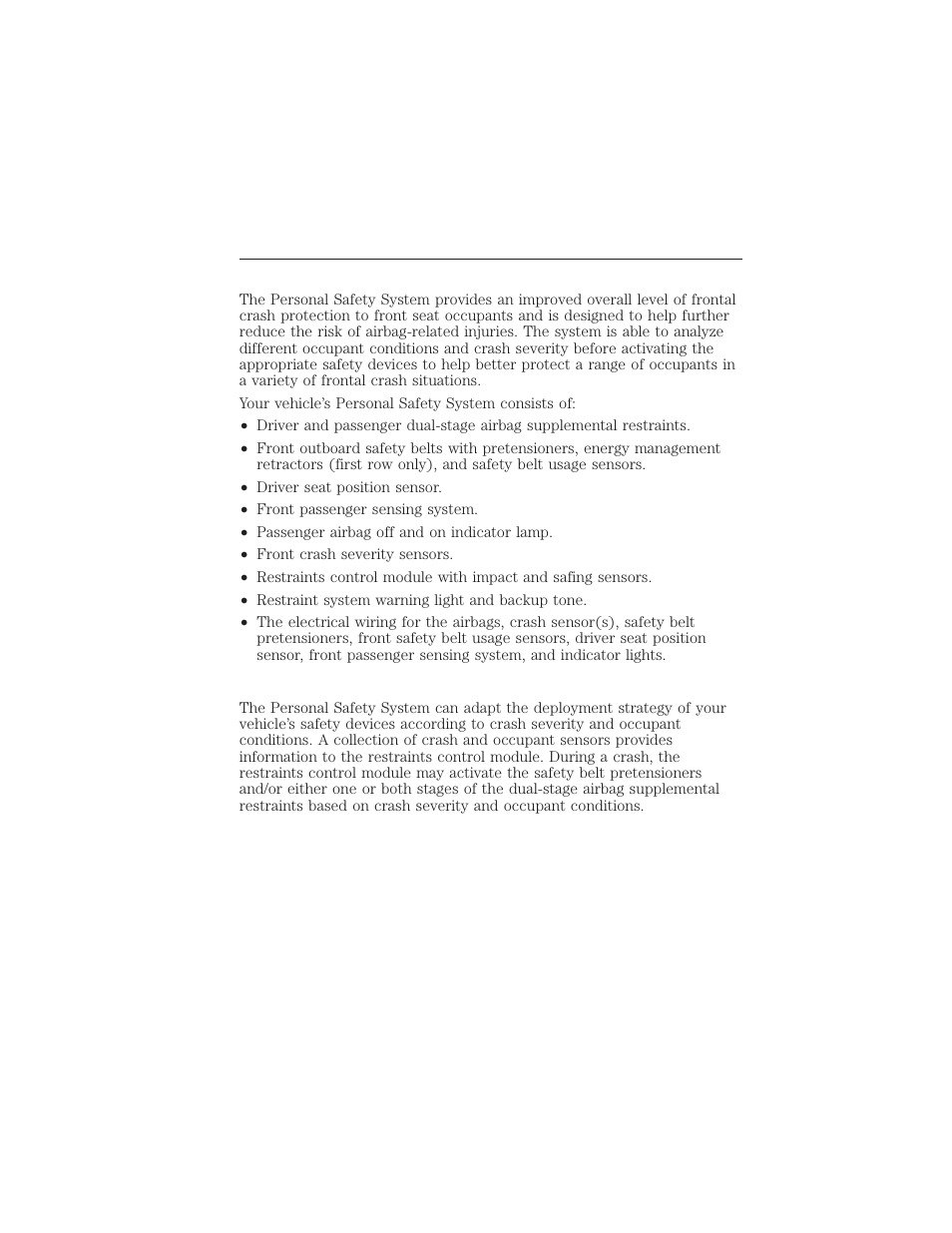 Personal safety system, How does the personal safety system work, 42 personal safety system | FORD 2015 Taurus User Manual | Page 43 / 558