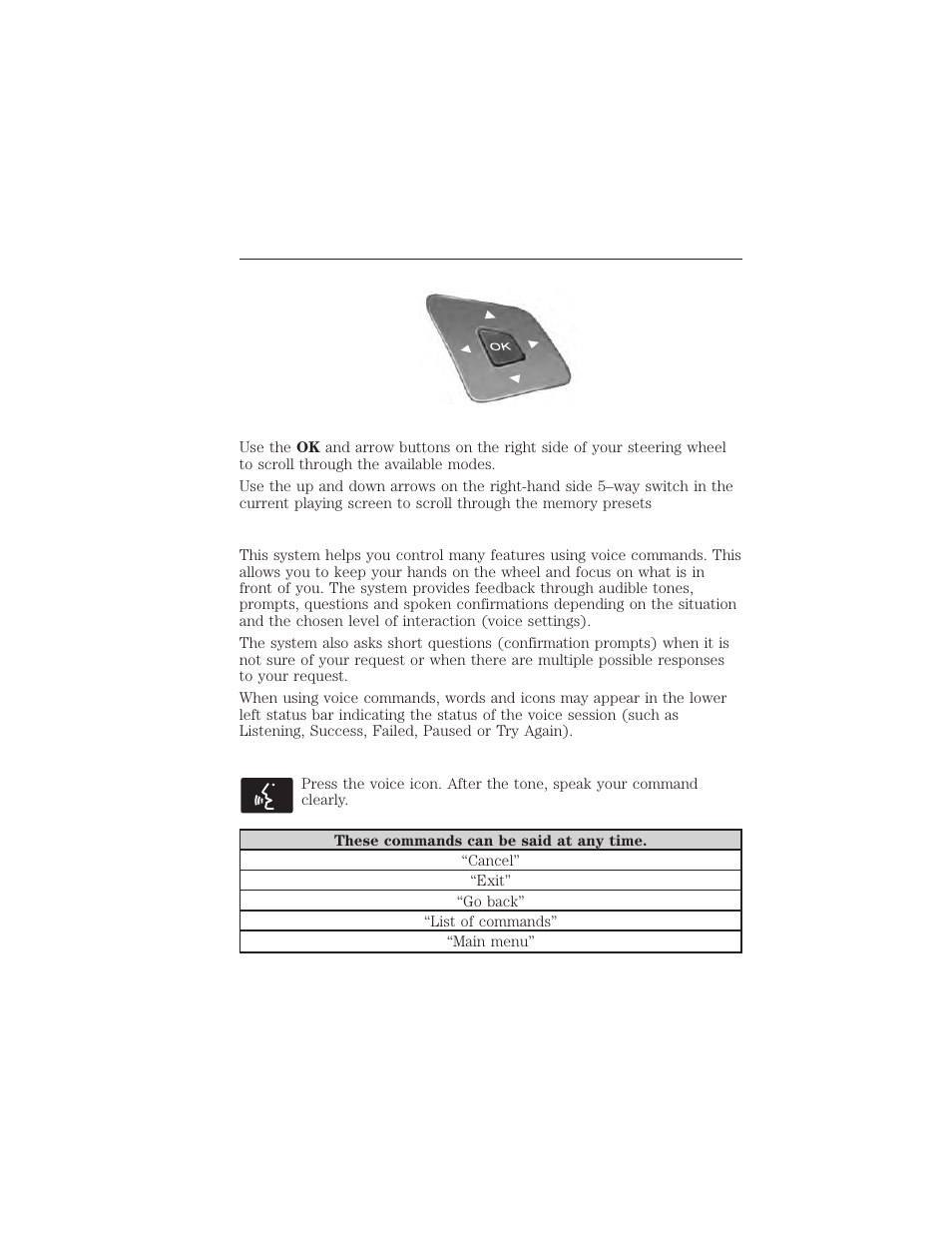 Audio sources and memory presets, Using voice recognition, How to use voice commands with your system | Voice recognition, 442 myford touch® (if equipped) | FORD 2015 Taurus User Manual | Page 443 / 558