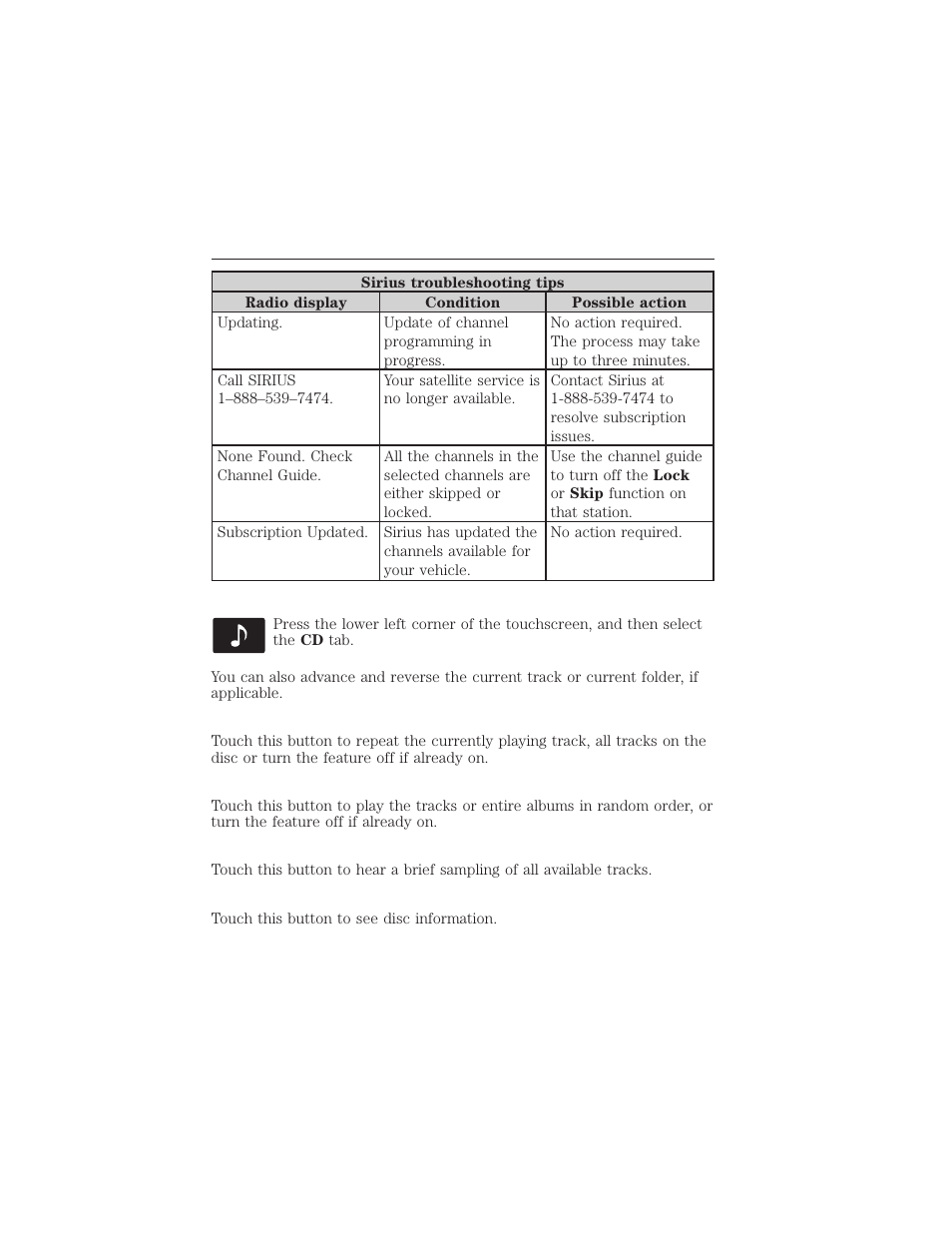 Repeat, Shuffle, Scan | More info, Myford touch® (if equipped) 459 | FORD 2015 Taurus User Manual | Page 460 / 558