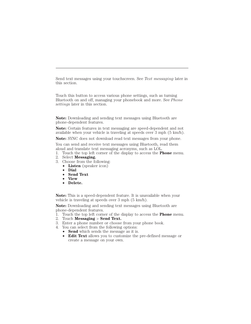 Messaging, Settings, Text messaging | Composing a text message, Myford touch® (if equipped) 471 | FORD 2015 Taurus User Manual | Page 472 / 558