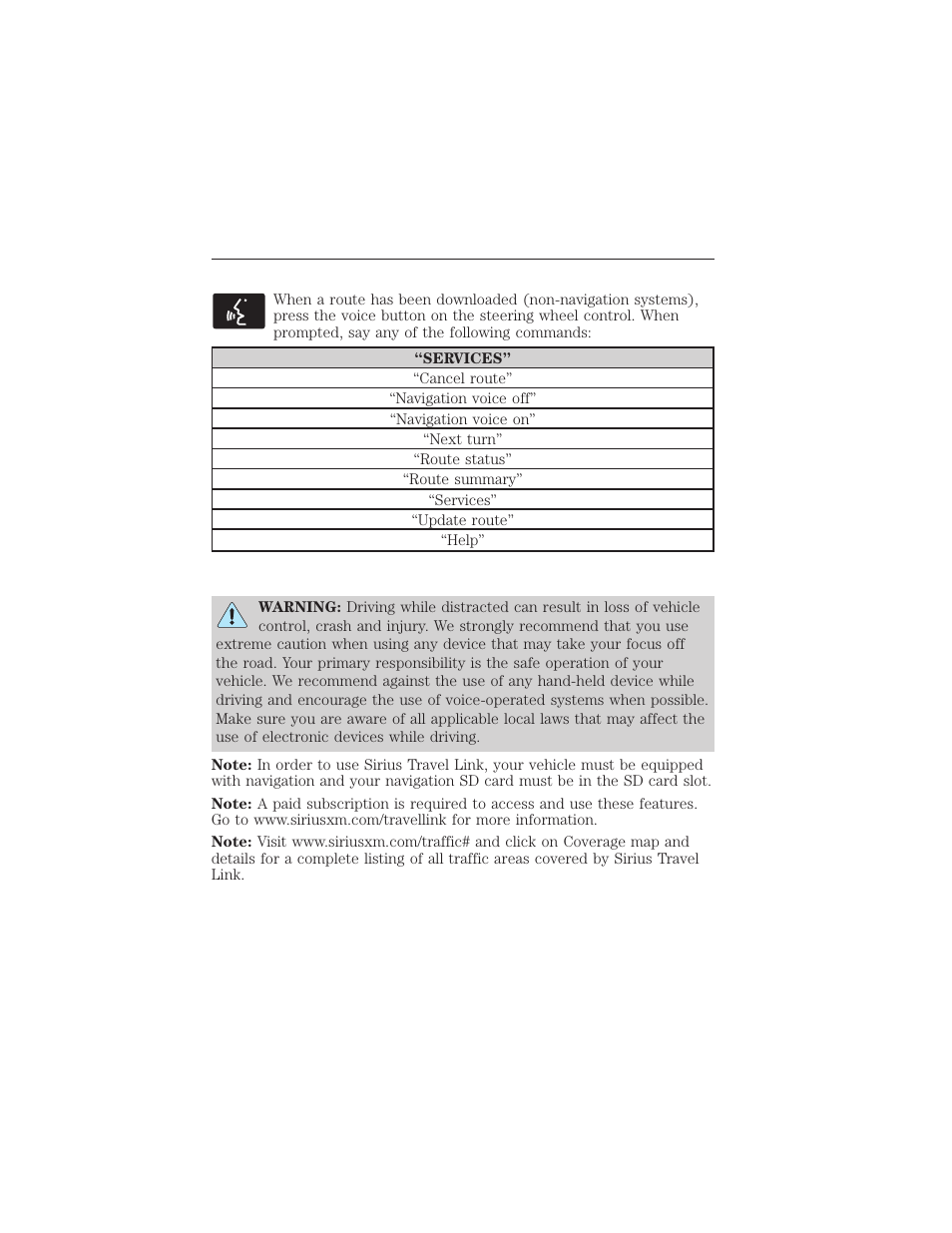 Sync services voice commands, Sirius travel link (if equipped and if activated), Myford touch® (if equipped) 479 | FORD 2015 Taurus User Manual | Page 480 / 558