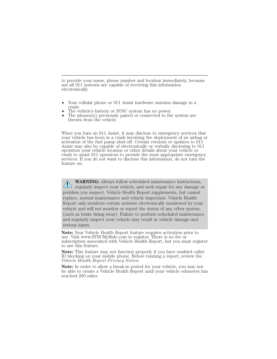 911 assist may not work if, 911 assist privacy notice, Myford touch® (if equipped) 485 | FORD 2015 Taurus User Manual | Page 486 / 558