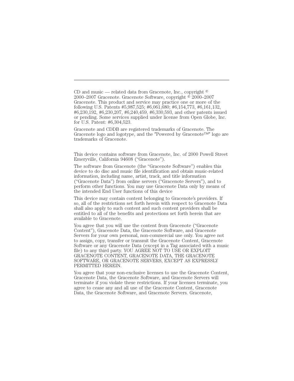 Gracenote® copyright, Gracenote® end user license agreement (eula), 530 appendices | FORD 2015 Taurus User Manual | Page 531 / 558
